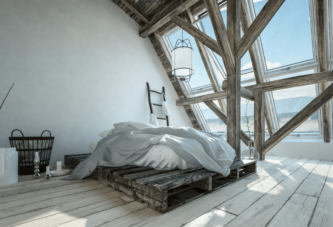 A loft is converted into a bedroom after the owners check if the head height is appropriate.