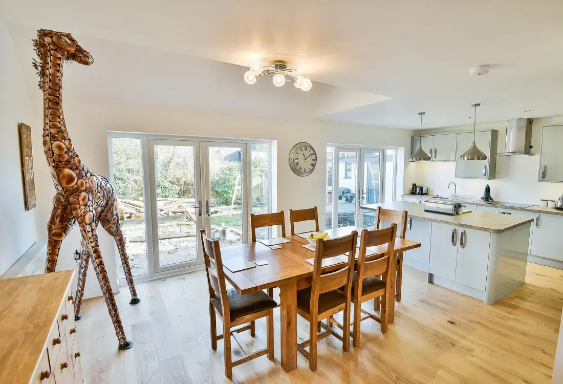 A space-efficient home extension being built for a family home.